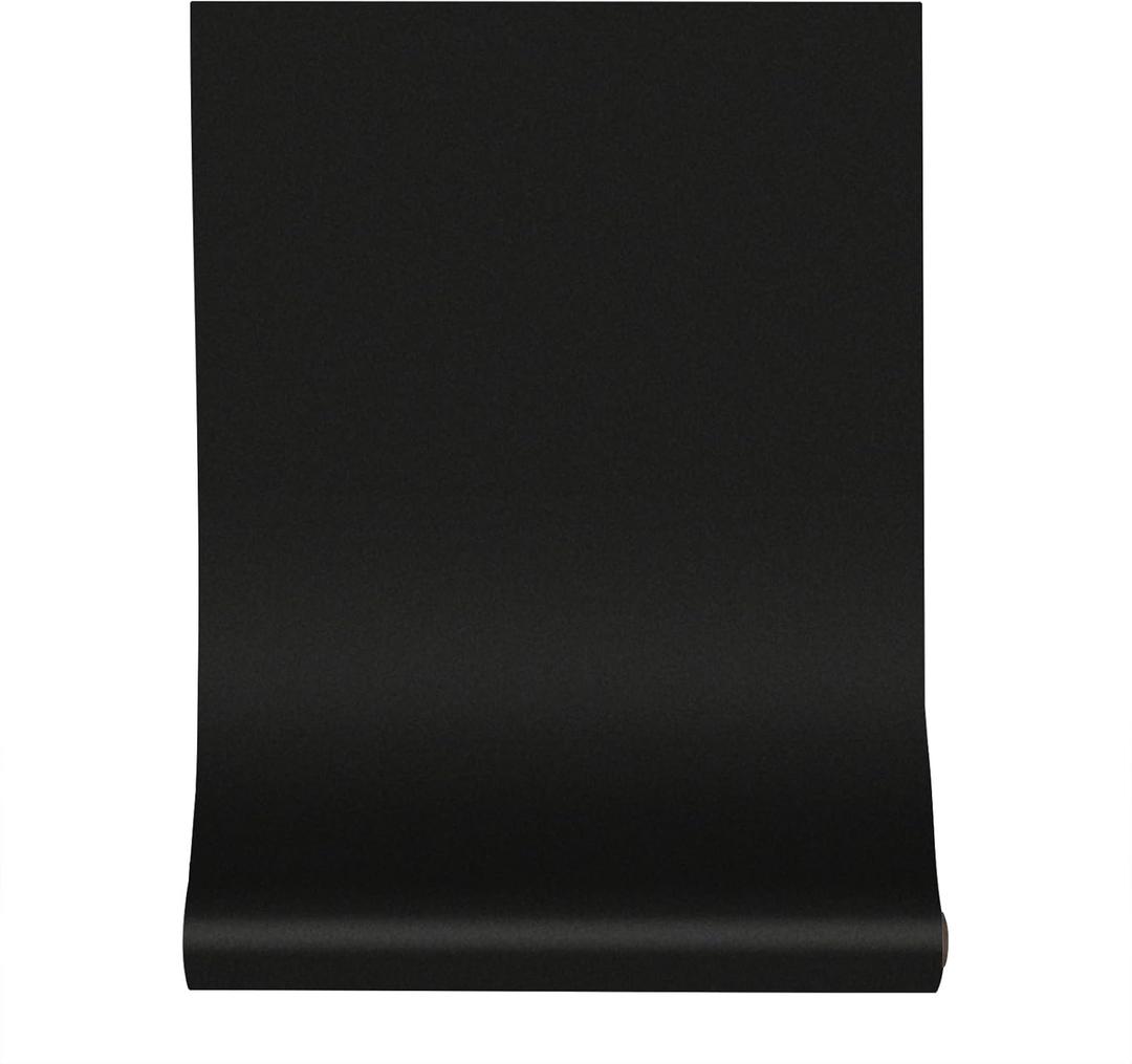 394''x23.6'' Black Wallpaper Contact Paper Black Peel and Stick Wallpaper Textured Matte Solid Color Self Adhesive Wall Paper Removable Renter Friendly for Cabinets Drawers Bedroom Kitchen