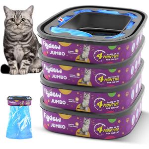 Cat Litter Refill Bags - 4-Pack Lasts 16 Months Jumbo Genie Refill Cartridge, for Cat Genie Standard, Plus, XL+ Pail Refills, EVOH Odor Control,Pet Genie Refill