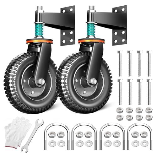 8 Inch Heavy Duty Gate Wheel, 750 lb Capacity, Fits Metal Tube Gates and Wooden Gates, 360° Swivel Spring-Loaded Caster. Gate Wheel for Smooth Operation. (8-INCH 2PACK)