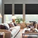 Changshade Cordless Cellular Shades,Blackout Honeycomb Shades for Windows,Pull Down Pleated Blinds,Easy to Install for Indoor Windows and French Doors,Black(Blackout),26" w x 64" h