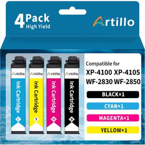 Remanufactured Ink Cartridge Replacement for Epson 212xl ink cartridges combo pack 212 T212 T212XL for Expression Home XP-4100 XP-4105 Workforce WF-2830 WF-2850 Printer (1Black 1Cyan 1Magenta 1Yellow)