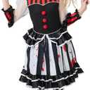 Clown Costume for Kids, Scary Killer Jester Dress with Headpiece Socks for Girls Halloween Creepy DressUp Party (XS)