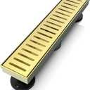 WEBANG 12 Inch Linear Shower Drain Rectangular Floor Drain with Accessories Capsule Pattern Cover Grate Removable SUS304 Stainless Steel CUPC Certified Brushed Gold