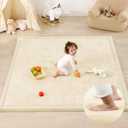 1.3" Thick Baby Play Mat for Floor Playpen, 71x79 Large Foam Tummy Time Mat, Padded Support Soft Plush Nursery Rug for Infant Kids Toddler Crawling Kick Activity (Ivory)