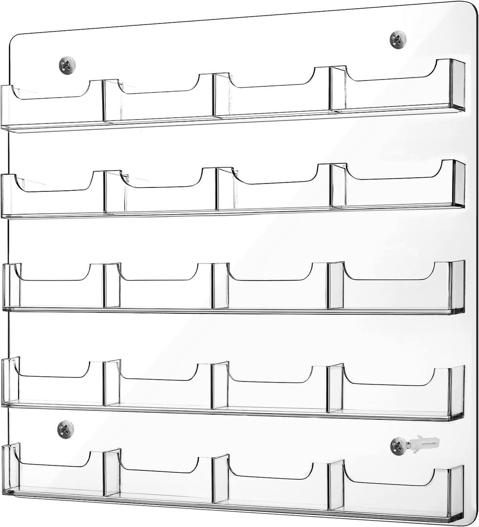 Hillban Acrylic Business Card Holder Wall Mount Office, 20 Pockets