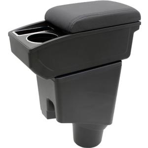 Car Armrest Box for Toyota Yaris Hatchback 2015-2018 Yaris L Accessories Center Console Leather Arm Rest Double-Layer Storage Space with Cup Holder (Black Thread)