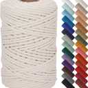 NOANTA Natural Macrame Cord 6mm x 109Yards, Beige Macrame Rope, Cotton Cord for Wall Hanging, Plant Hangers, Christmas Crafts, Knitting