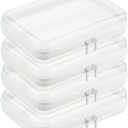 4 PCS Clear Zippered Hard Pouch, Durable, Waterproof Storage Case for Cosmetics, Jewelry, Toys, and Office Supplies, Hard Shell Zipper Case for Home, Travel, and Outdoor Use (8.6x6.1x2.5in, 4 Count)