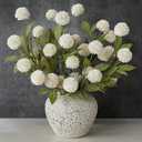 VIERENA 6 Pcs Faux Silk Pompon Mum Artificial Flowers for Vase 27", Bulk Fake Chrysanth Branches with Stems for DIY Bouquet Centerpieces Wedding Fillers Arrangements Shower Decorations (Cream)