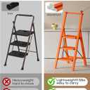 HillhutApex 3 Step Foldable Aluminum Step Ladder with Handgrip, Anti-Slip Pedal, 330 lbs Capacity, Lightweight & Portable for Home, Kitchen, Office, Garage (Orange)