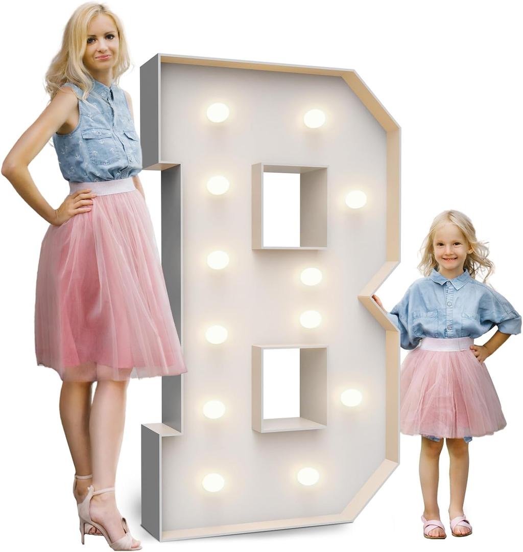 4FT Marquee Light Up Letters B,Party Decoration Large Marquee Light Up Letters with Weighted Water Bag,Pre-cut Foam Board Set Can Be Used for Birthdays,Weddings,Baby Anniversaries