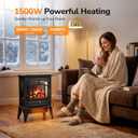 Electric Fireplace Stove with 3D Flame Effect, 1000/1500W & Flame-Only Mode, 22 inch