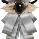 Mens Bow Tie Womens Tie Pre Tied Bow Tie for Men Ribbon Bowties for Party Wedding (Silver)