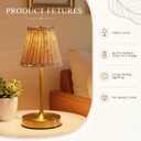 Liliful 2 Pcs Cordless Table Lamp Rechargeable Touch LED Small Gold Portable Battery Operated USB-c Desk Lamp 3 Color Dimmable for Bedroom Living Room Dining (Gold,Rattan Weaving Style)