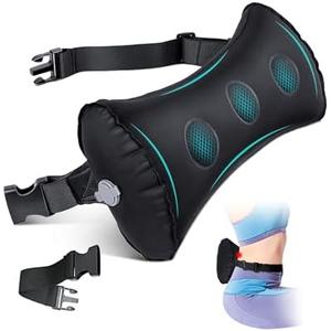 Inflatable Lumbar Pillow for Airplane Travel Lumbar Support Pillow for Car, Office Chair Back Support Office Chair Back Support for Reducing Lower Back Pain (Black)