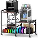 Heavy-Duty 3D Printer Stand with Filament Storage, Mobile 3D Pinter Table for 3 Printers, Large Pinter Workstation with Locking Metal Casters