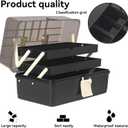 WEWLINE 13-Inch Art Storage Box 3-Layers Plastic Storage Box with Handle Craft Art Bin Portable for Home School Office Travel, Black