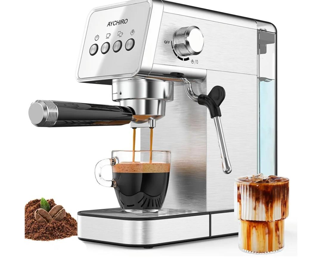 Espresso Machine with Steam Milk Frother, Adjustable Espresso Machine 20 Bar, Compact Espresso Maker for Latte & Cappuccino,Detachable Water Tank/Drip Tray