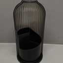 Makeup Brush Holder with Lid 360 Rotating Clear Dustproof Make Up Organizers for Vanity Bathroom Countertop, Black