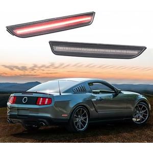 KAKABAS Smoked Lens Red LED Rear Bumper Side Marker Light Compatible With Ford Mustang 2010-2014, Full LED Rear Bumper Sidemarker Reflectors For 2010-2014-2PCS