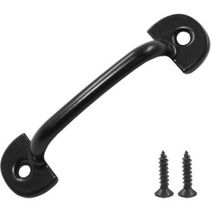 Piutouyar 20 Pcs Mini Vintage Cabinet Pull Handles, Zinc Alloy Barn Door Handles Rustic Gate Handle Metal Gate Pull Fence Handle for Cabinet Dresser Closet Drawer (Black, Overall Length: 60mm/2.36")