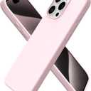 ORNARTO Compatible with iPhone 15 Pro Max Case 6.7", Slim Liquid Silicone 3 Layers Soft Gel Rubber Shockproof Protective Phone Case with Anti-Scratch Microfiber Lining-Chalk Pink