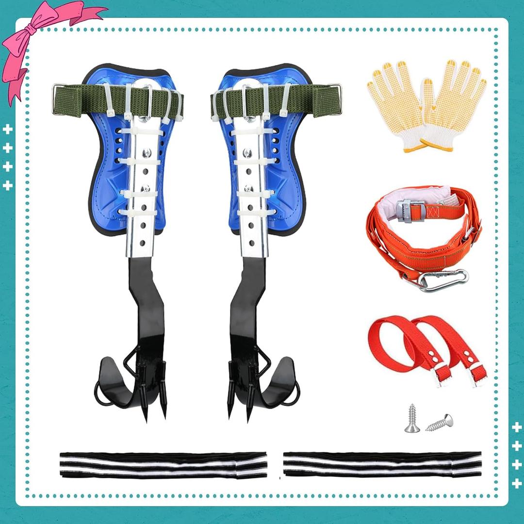 Tree Climbing Spike Set Safety Adjustable Belt Lanyard Rope Rescue Belt 2 Gears