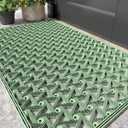 Color&Geometry Door Mat Outside Entrance with Drainage, Rubber Heavy Duty Dirt Trapper Waterproof Outdoor Welcome Mat, Outdoor Mats All Weather for Front Back Door Patio Entryway Entry, 24"X36" Green