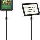 Heavy Duty Sign Holder Poster Stand 8.5"x 11" Floor Standing Sign Holder Adjustable Pedestal Sign Stand with Cast Iron Base for Display/ Advertisement (Black)