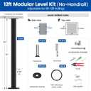 Muzata 5ft-10ft Cable Railing Kit 36" 2PACK Black Posts PS02 with 150ft 1/ 8 Stainless Steel Cable WR19 Cable Railing System DIY Kit (No Handrail), RWS2 BH4S