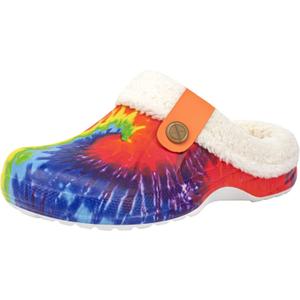 ChayChax Women and Men Fur Lined Clogs Memory Foam Warm Fuzzy Slippers Winter Waterproof Indoor Outdoor Slipper (7.5-8.5 Women/6.5-7 Men, Tie Dye)