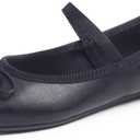 FEVERSOLE Women's Soft Cushion Padded Comfort Round Toe Mary Jane Elastic Fashion Ballet Flats Walking Shoes (7.5, Black Vegan Leather Mary Jane With Canvas Lining)