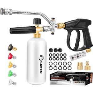 Saker Foam Cannon Dual Connector Accessory for Pressure Washer Kit,with Dual-Purpose Switch Spray Gun,Pressure Washer Gun for Car Washing and Cleaning,5 Color Power Washer Nozzle