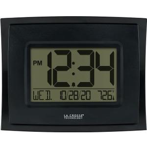 La Crosse Technology WT-8002U-B-INT Digital Black Clock with Indoor Temperature