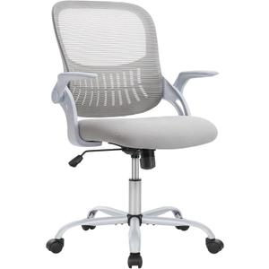SMUG Home Office Desk Chair, Ergonomic Computer Managerial Executive Chairs Mid-Back Work Swivel Task Chairs with Wheels, Lumbar Support, Comfy Flip-up Armrest for Gaming, Study, Student