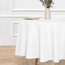 sancua Round Tablecloth - 90 Inch - Water Resistant Spill Proof Washable Polyester Table Cloth Decorative Fabric Table Cover for Dining Tables, Buffet Parties and Camping, White