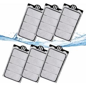 GOZILLA 6 Pack Auqarium Filter Cartridges, 3-Layer Auqarium Filters Replacement Plates, Turtle Tank Filter Sponges with Activated Carbon, Suitable for 3.5W 74GPH Low-Water Filters.