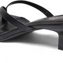 Women's Kitten Heel Sandals Square Toe Slip on Flip Flop Heels 2 Inch Thong Sandals Party Dress Heeled Sandals, Black US 8