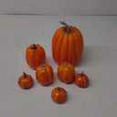 Lvydec Artificial Pumpkins Set Harvest Decoration, 7pcs Assorted Size Orange Pumpkins Realistic Large Pumpkins for Halloween Thanksgiving Autumn Festive Party Supplies (Orange)