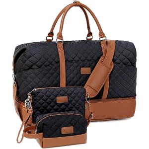 Weekender Bag, Large Travel Duffel Bag for Women, Carry on Overnight Bag with Shoe Compartment and Toiletry Bags
