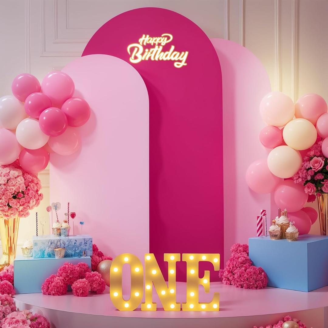 Pink Arch Backdrop Cover Set of 3 Wedding Arch Covers Stretchy Backdrop Baby Shower Birthday Party Hot Pink Arch Cover 6FT 6.6FT 7.2FT Arch Backdrop Stand Cover Spandex Bridal Shower Decoration