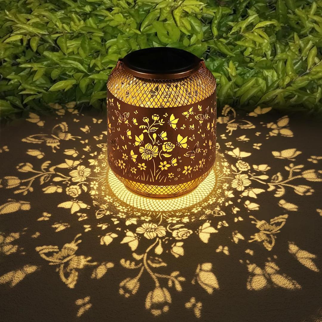 Solar Lanterns Outdoor Waterproof Christmas Birthdays Gifts for Women Mom Grandma Butterfly Garden Decor Metal Hanging Solar LED Lights for Patio(Butterfly Swarm)