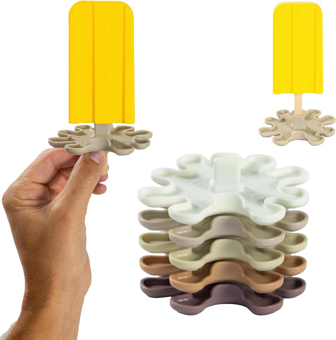 Popsicle Stands (Neutral) - Popsicle Holder and Drip Guard - Mess Free Frozen Treat Holder for Kids and Adults - Dishwasher Safe and BPA Free - 5 Pack