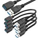 SaiTech IT 4 Pack 15cm Short USB 3.0 Male A to Female A Extension Cable 5GBps for Laptop/PC/Mac/Printers- Black