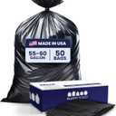 Plasticplace 56 gallon Trash Bags  1.5 Mil  Black Heavy Duty Garbage Can Liners  38 x 58 | 50 Count (Pack of 1)