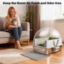 Stainless Steel Cat Litter Box with Lid, Large Metal Litter Box Stainless Steel with Mat & Scoop, Odor-Free/Anti-Leakage & Non-Stick/Easy Clean, High-Sided Litter Box for Multiple Big Cats(XL/Grey)