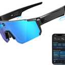 GLOSSIA AI Ultra Pro Smart Glasses: 4K Wearable Camera with 6-Axis EIS Stabilization, ChatGPT-4o Voice Assistant, IP66 Waterproof Sport Sunglasses, Dual-Mic ENC Noise Cancelling Obsidian Blue Ice