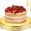 Wenqik 14 Inch Gold Cake Stand Metal Round with Cutter Spatula, Classic
Cupcake Dessert Stand, Wedding Cupcake Pastry Display Candy Holder Display, for Wedding Party Birthday Baby Shower