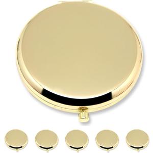 Magnifying Compact Double-Sided 1X/2X Round Pocket Handheld Travel Makeup Portable Pocket Mirror (5, Gold)