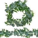 2 Pack Artificial Eucalyptus Garland Each 6.5 FT Faux Greenery Garland for Wedding Mantle Table Runner DIY Garlands Decor